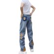 画像6: Unisex Vintage Wash barrel wide leg Denim pants Tom and Jerry Mickey patchJeans ユニセックス 男女兼用  逆さデザイン ヴィンテージウォッシュ トムとジェリー ミッキー ワッペン付きバレルレッグ デニム パンツ ジーンズ (6)