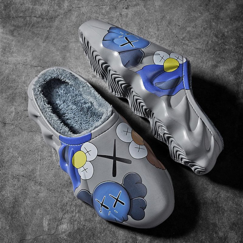 画像3: Men's Sesame Street x kaws spongebob Eco fur slip on shoes EVA Waterproof sandal ユニセックス 男女兼用 セサミストリート×カウズ  スポンジボブ ボア付き スリッポン サンダル シューズ (3)