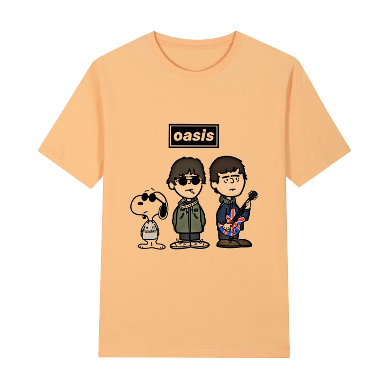 画像7: Unisex Oasis Band x Snoopy Band Vintage Style T-Shirt   オアシス ×スヌーピー ヴィンテージスタイル 古着風 ヴィンテージ風 プリント 半袖ラウンドネック Tシャツ ユニセックス 男女兼用 バンドT (7)