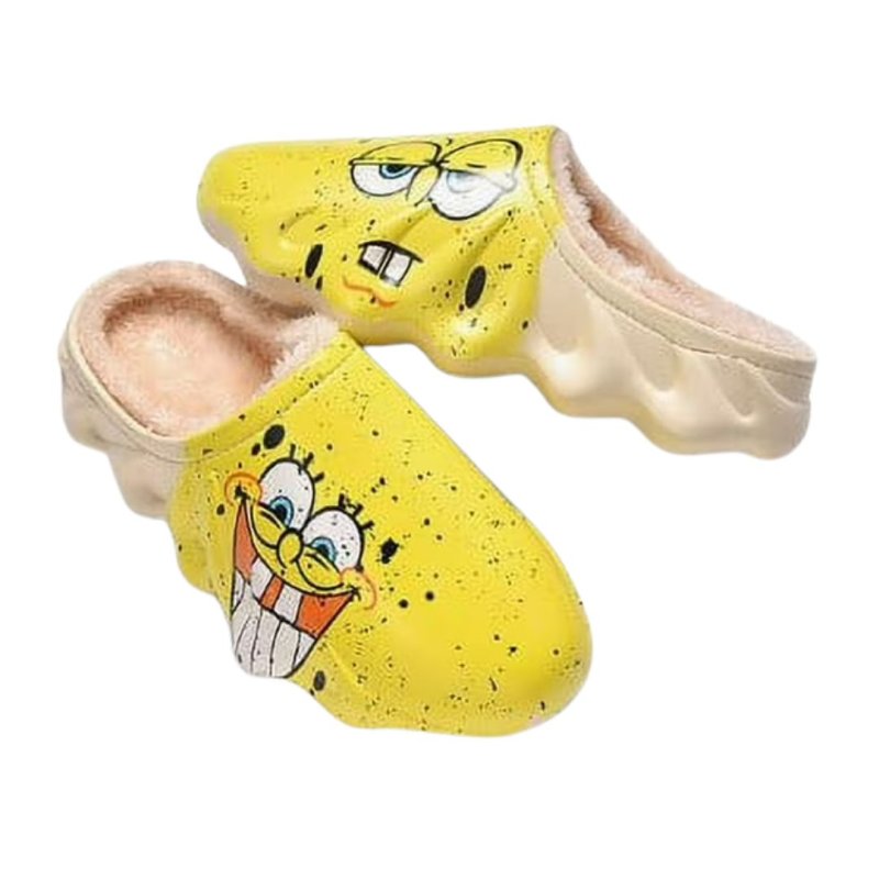 画像5: Men's Sesame Street x kaws spongebob Eco fur slip on shoes EVA Waterproof sandal ユニセックス 男女兼用 セサミストリート×カウズ  スポンジボブ ボア付き スリッポン サンダル シューズ (5)