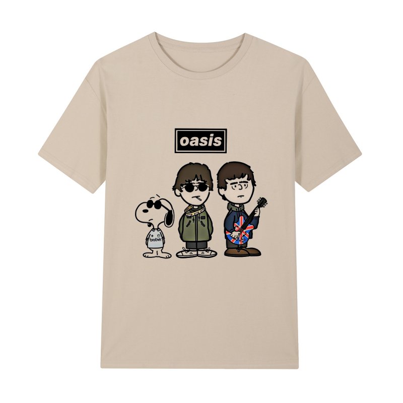 画像4: Unisex Oasis Band x Snoopy Band Vintage Style T-Shirt   オアシス ×スヌーピー ヴィンテージスタイル 古着風 ヴィンテージ風 プリント 半袖ラウンドネック Tシャツ ユニセックス 男女兼用 バンドT (4)