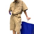 画像2: Unisex Cotton short-sleeved military cargo Jumpsuit overalls ユニセックス コットン 半袖 ミリタリー カーゴ オーバーオール つなぎ ジャンプスーツ (2)