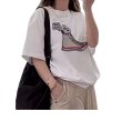 画像5: Unisex Snoopy x High-top Canvas Sneakers Print T-Shirt   スヌーピー ×キャンバスハイカットスニーカープリント 半袖ラウンドネック Tシャツ ユニセックス 男女兼用  (5)