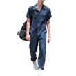 画像1: Unisex Cotton short-sleeved Jumpsuit overalls ユニセックス コットン 半袖 オーバーオール つなぎ ジャンプスーツ (1)