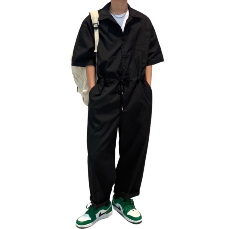 画像3: Unisex Cotton short-sleeved military cargo Jumpsuit overalls ユニセックス コットン 半袖 ミリタリー カーゴ オーバーオール つなぎ ジャンプスーツ (3)