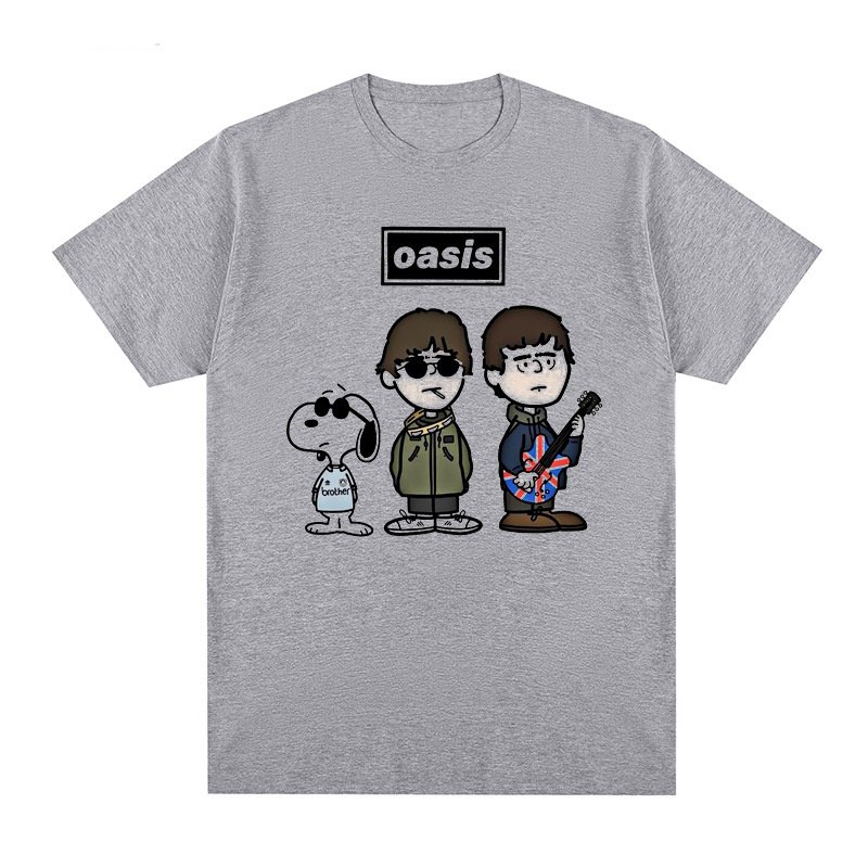画像3: Unisex Oasis Band x Snoopy Band Vintage Style T-Shirt   オアシス ×スヌーピー ヴィンテージスタイル 古着風 ヴィンテージ風 プリント 半袖ラウンドネック Tシャツ ユニセックス 男女兼用 バンドT (3)