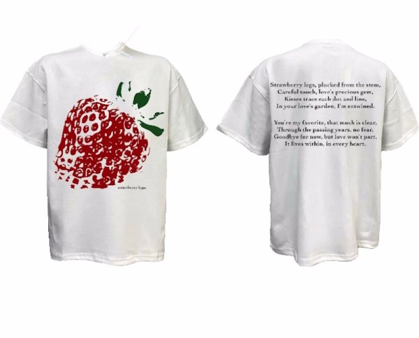 画像1: Unisex Big Strawberry Print Print T-Shirt 　ビッグストロベリー苺 プリント 半袖ラウンドネック Tシャツ ユニセックス 男女兼用  (1)
