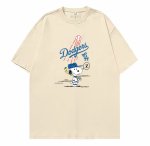 画像5: Unisex LA Dodgers x Baseball Snoopy T-Shirt   LAドジャース×ベースボールスヌーピー  プリント 半袖ラウンドネック Tシャツ ユニセックス 男女兼用 バンドT (5)
