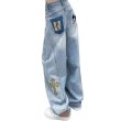 画像3: Unisex Vintage Wash barrel wide leg Denim pants Tom and Jerry Mickey patchJeans ユニセックス 男女兼用  逆さデザイン ヴィンテージウォッシュ トムとジェリー ミッキー ワッペン付きバレルレッグ デニム パンツ ジーンズ (3)