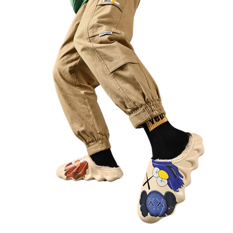 画像2: Men's Sesame Street x kaws spongebob Eco fur slip on shoes EVA Waterproof sandal ユニセックス 男女兼用 セサミストリート×カウズ  スポンジボブ ボア付き スリッポン サンダル シューズ (2)