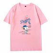 画像10: Unisex LA Dodgers x Baseball Snoopy T-Shirt   LAドジャース×ベースボールスヌーピー  プリント 半袖ラウンドネック Tシャツ ユニセックス 男女兼用 バンドT (10)