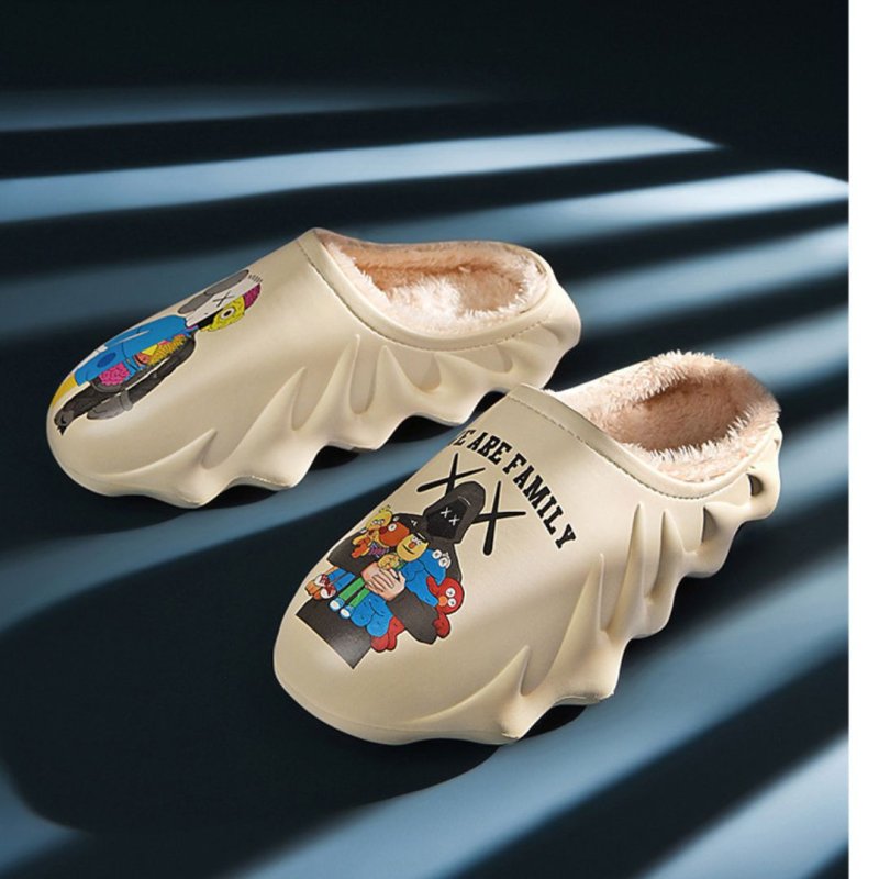 画像6: Men's Sesame Street x kaws spongebob Eco fur slip on shoes EVA Waterproof sandal ユニセックス 男女兼用 セサミストリート×カウズ  スポンジボブ ボア付き スリッポン サンダル シューズ (6)