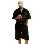 画像1: Unisex Cotton short-sleeved military cargo Jumpsuit overalls ユニセックス コットン 半袖 ミリタリー カーゴ オーバーオール つなぎ ジャンプスーツ (1)