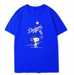 画像7: Unisex LA Dodgers x Baseball Snoopy T-Shirt   LAドジャース×ベースボールスヌーピー  プリント 半袖ラウンドネック Tシャツ ユニセックス 男女兼用 バンドT (7)