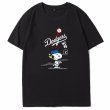 画像4: Unisex LA Dodgers x Baseball Snoopy T-Shirt   LAドジャース×ベースボールスヌーピー  プリント 半袖ラウンドネック Tシャツ ユニセックス 男女兼用 バンドT (4)