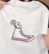 画像3: Unisex Snoopy x High-top Canvas Sneakers Print T-Shirt   スヌーピー ×キャンバスハイカットスニーカープリント 半袖ラウンドネック Tシャツ ユニセックス 男女兼用  (3)