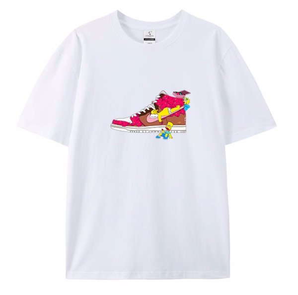 画像1: Unisex The Simpson Family and High-Cut Sneakers print T-Shirt    シンプソンファミリー＆ハイカットスニーカープリント 半袖ラウンドネック Tシャツ ユニセックス 男女兼用 バンドT (1)