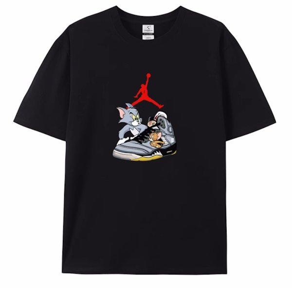 画像1: Unisex Tom and Jerry & Sneakers print T-Shirt   トムとジェリー＆スニーカー プリント 半袖ラウンドネック Tシャツ ユニセックス 男女兼用 バンドT (1)