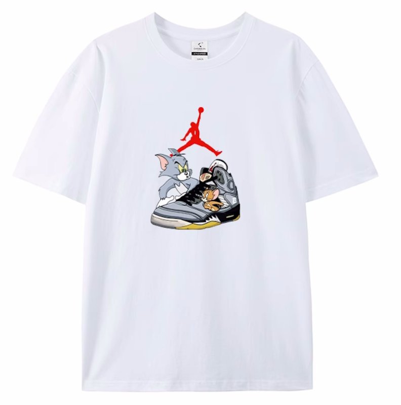 画像2: Unisex Tom and Jerry & Sneakers print T-Shirt   トムとジェリー&スニーカー プリント 半袖ラウンドネック Tシャツ ユニセックス 男女兼用 バンドT (2)