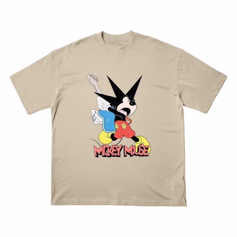 画像3: Unisex Rock Star Mickey Mouse print T-Shirt   ロックスターミッキーマウス プリント 半袖ラウンドネック Tシャツ ユニセックス 男女兼用 バンドT (3)