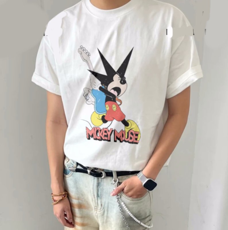画像5: Unisex Rock Star Mickey Mouse print T-Shirt   ロックスターミッキーマウス プリント 半袖ラウンドネック Tシャツ ユニセックス 男女兼用 バンドT (5)