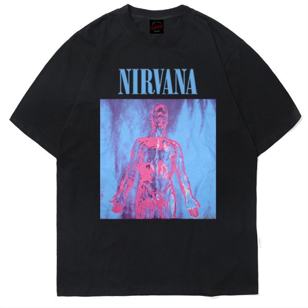 画像1: Unisex Nirvana rock band  print  T-Shirt    ニルヴァーナロックバンドプリント 半袖ラウンドネック Tシャツ ユニセックス 男女兼用 バンドT (1)