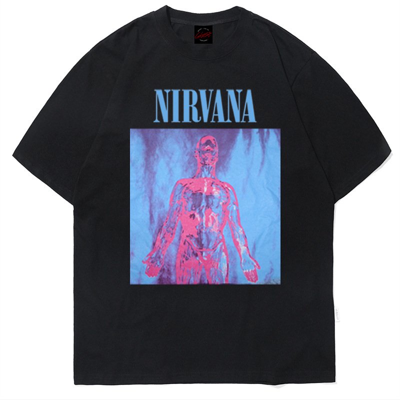 画像1: Unisex Nirvana rock band  print  T-Shirt    ニルヴァーナロックバンドプリント 半袖ラウンドネック Tシャツ ユニセックス 男女兼用 バンドT (1)