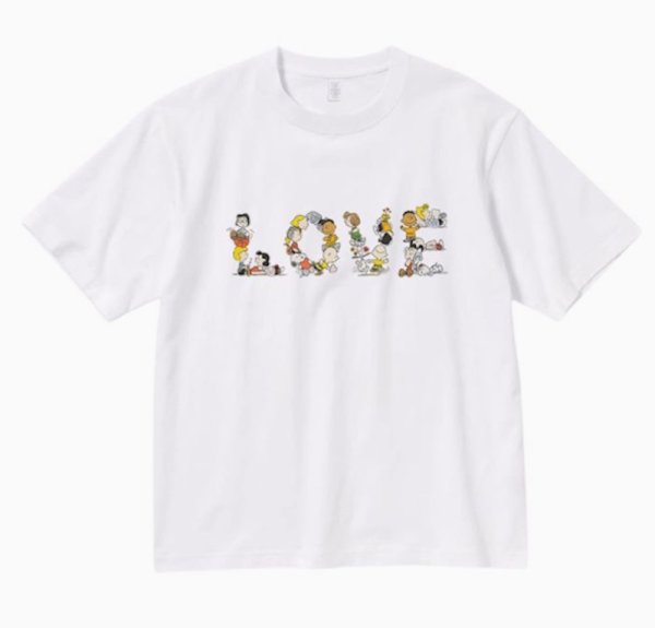 画像1: Unisex Snoopy Family LOVE Letters print  T-Shirt    スヌーピーと仲間LOVEレタープリント 半袖ラウンドネック Tシャツ ユニセックス 男女兼用  (1)