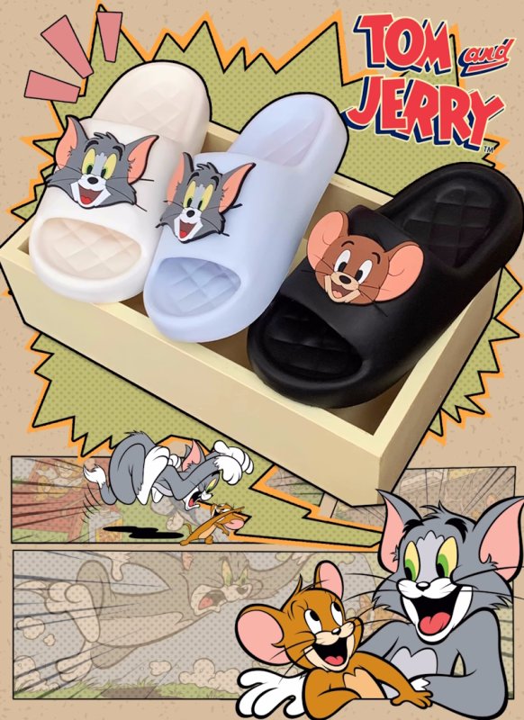 画像5: Unisex Tom and Jerry Face Soft Sole Sandal Slippers  Beach sandals  ユニセックス男女兼用トムとジェリーフェイス付きノンスリップフリップフロップ サンダル シャワー ビーチ サンダル (5)