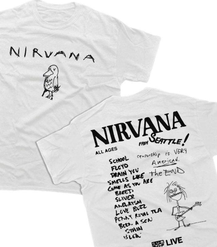画像2: Unisex Nirvana band hand-drawn retro rock t-shirt print  T-Shirt   ニルヴァーナ バンドイラスト レトロ ロックTシャツプリント 半袖ラウンドネック Tシャツ ユニセックス 男女兼用 バンドT (2)