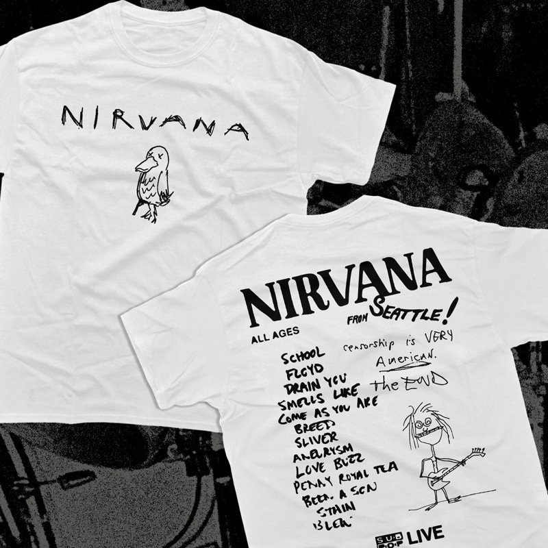 画像7: Unisex Nirvana band hand-drawn retro rock t-shirt print  T-Shirt   ニルヴァーナ バンドイラスト レトロ ロックTシャツプリント 半袖ラウンドネック Tシャツ ユニセックス 男女兼用 バンドT (7)