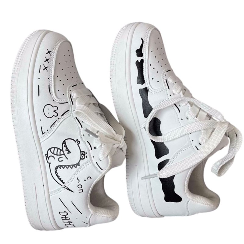 画像4: Dinosaur Graffiti Leather Lace-ups sneakers 男女兼用ユニセックス恐竜ダイナソーグラフィティレザーレースアップスニーカー (4)