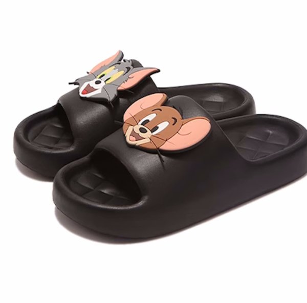 画像1: Unisex Tom and Jerry Face Soft Sole Sandal Slippers  Beach sandals  ユニセックス男女兼用トムとジェリーフェイス付きノンスリップフリップフロップ サンダル シャワー ビーチ サンダル (1)
