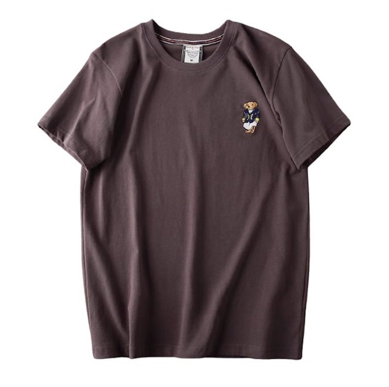 画像5: Unisex  One-point bear embroidery T-Shirt   ワンポイントベア熊刺繍 半袖ラウンドネック Tシャツ ユニセックス 男女兼用 (5)