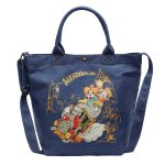 画像2: Disney Character Friends Denim Large Capacity Tote Shoulder Bag 　ディズニーキャラクターミッキーマウス仲間デニムラージキャパシティートートショルダー斜め掛けバッグ (2)