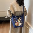 画像4: Disney Character Friends Denim Large Capacity Tote Shoulder Bag 　ディズニーキャラクターミッキーマウス仲間デニムラージキャパシティートートショルダー斜め掛けバッグ (4)