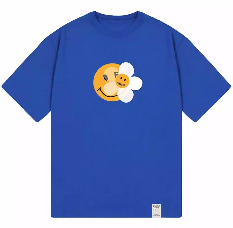 画像4: Unisex Graver Universal Smile & Flower Smilepainting art T-Shirt  グレイバーユニバーサルスマイル&フラワースマイル アート 半袖ラウンドネック Tシャツ ユニセックス 男女兼用 (4)