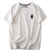画像2: Unisex  One-point bear embroidery T-Shirt   ワンポイントベア熊刺繍 半袖ラウンドネック Tシャツ ユニセックス 男女兼用 (2)