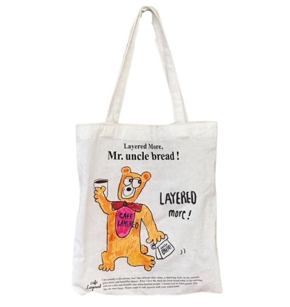 画像1: Coffee bear design canvas tote shoulder eco shopping bag　コーヒーベアデザイン キャンバストートショルダーエコショッピングけバッグ (1)