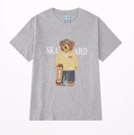 画像1: Unisex Skateboarding Stylish Bear art T-Shirt   スケボーおしゃれベア熊プリント 半袖ラウンドネック Tシャツ ユニセックス 男女兼用 (1)
