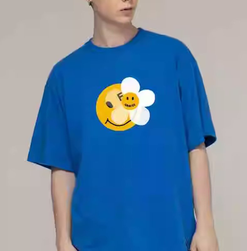 画像8: Unisex Graver Universal Smile & Flower Smilepainting art T-Shirt  グレイバーユニバーサルスマイル&フラワースマイル アート 半袖ラウンドネック Tシャツ ユニセックス 男女兼用 (8)