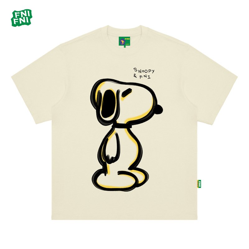 画像3: Unisex FNI illustration SnoopyT-Shirt   FNIイラストスヌーピープリント 半袖ラウンドネック Tシャツ ユニセックス 男女兼用 (3)