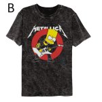 画像2: Unisex The Simpsons ×ACDC rock cartoon washed Vintage styleT-Shirt  シンプソンズ × AC/DC ロック バンドT カートゥーン ウォッシュド ヴィンテージスタイルプリント 半袖ラウンドネックバンド Tシャツ ユニセックス 男女兼用 (2)