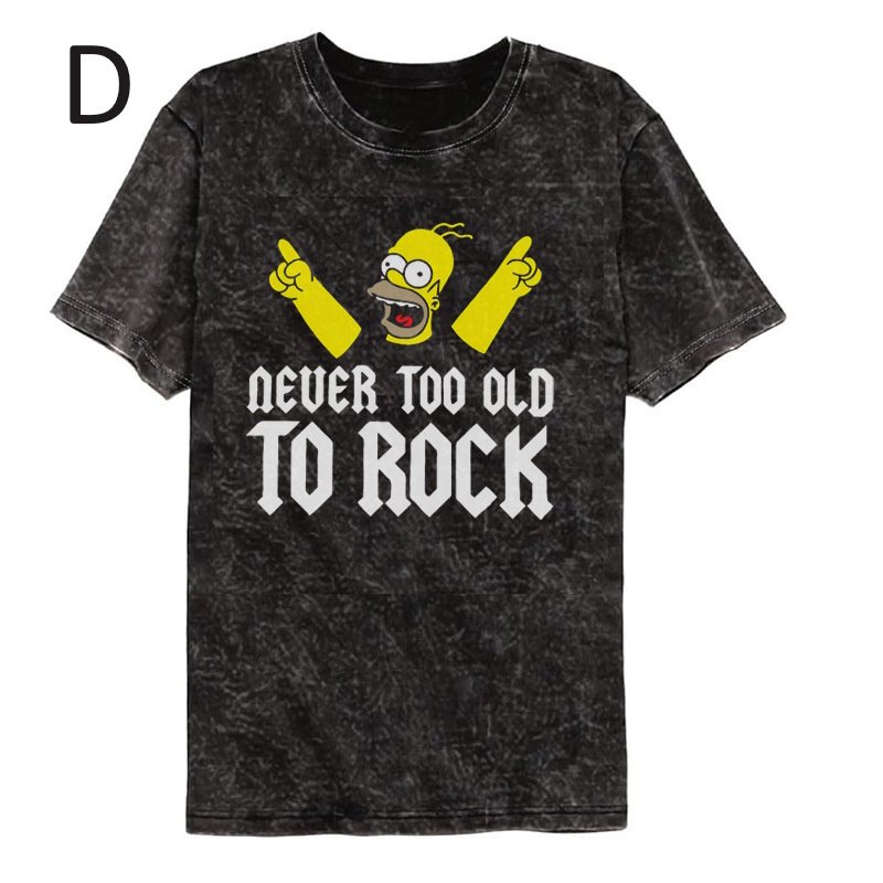 画像4: Unisex The Simpsons ×ACDC rock cartoon washed Vintage styleT-Shirt  シンプソンズ × AC/DC ロック バンドT カートゥーン ウォッシュド ヴィンテージスタイルプリント 半袖ラウンドネックバンド Tシャツ ユニセックス 男女兼用 (4)