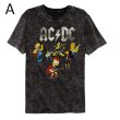 画像1: Unisex The Simpsons ×ACDC rock cartoon washed Vintage styleT-Shirt  　シンプソンズ × AC/DC ロック カートゥーン ウォッシュド ヴィンテージスタイルプリント 半袖ラウンドネックバンド Tシャツ ユニセックス 男女兼用 (1)