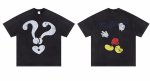 画像1: Unisex Question Mark & ​​Back Mickey Print Short Sleeve Heavy Wash Print T-Shirt  　クエスチョンマーク＆バック ミッキープリント 半袖 ヘビーウォッシュプリント 半袖ラウンドネック Tシャツ ユニセックス 男女兼用 (1)