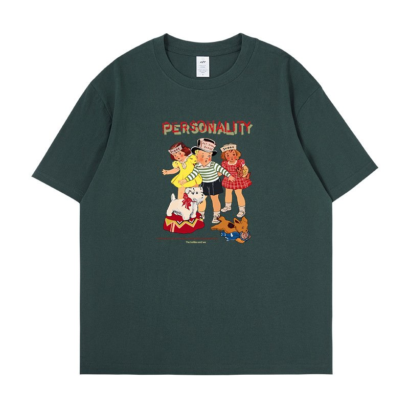 画像3: Unisex Personality Nostalgic Children's Photos T-Shirt   パーソナリティーノスタルジックガール&ボーイフォトプリント 半袖ラウンドネック Tシャツ ユニセックス 男女兼用 (3)