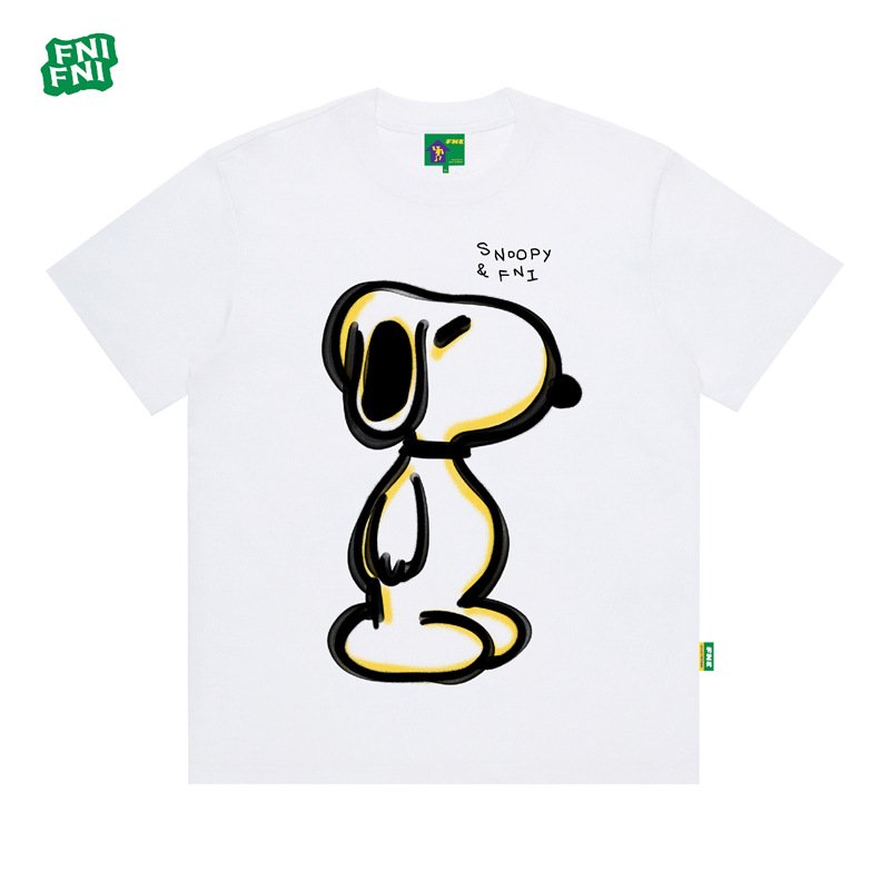 画像2: Unisex FNI illustration SnoopyT-Shirt   FNIイラストスヌーピープリント 半袖ラウンドネック Tシャツ ユニセックス 男女兼用 (2)