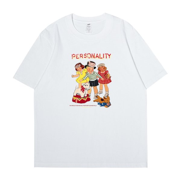 画像1: Unisex Personality Nostalgic Children's Photos T-Shirt  　パーソナリティーノスタルジックガール＆ボーイフォトプリント 半袖ラウンドネック Tシャツ ユニセックス 男女兼用 (1)