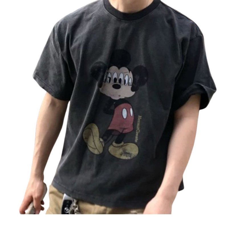 画像2: Unisex Six-eyed Mickey Mouse Vintage Style T-shirt 男女兼用 ユニセックス 6つ目ミッキーマウスウォッシュド ヴィンテージ風 古着風 Tシャツ (2)